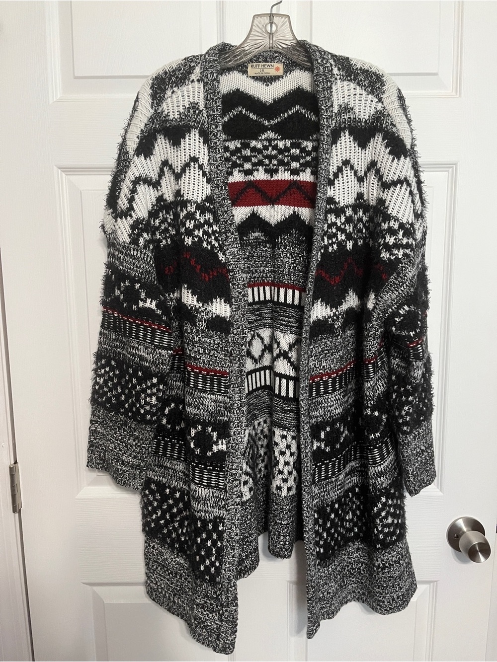 Ruff Hewn Chunky Classic Black, Red, White Sweater-2XL